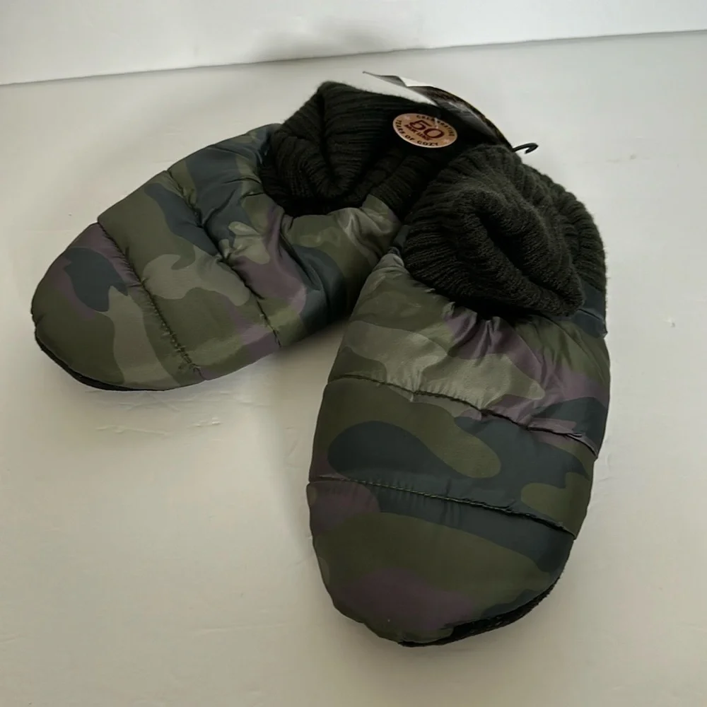 MUK LUKS Unisex Quilted Slipper Booties - Green, S/M (8-10) NWT